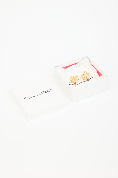 Oscar de la Renta Embellished Palm Tree Earrings