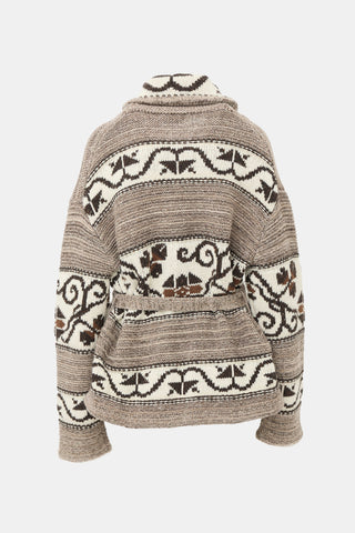 Ralph Lauren Polo Wool Intarsia Belted Cardigan