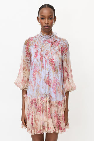 Zimmermann Crinkled Sheer Floral Dress