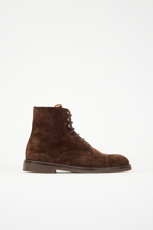 Brunello Cucinelli Suede Lace Up Boot