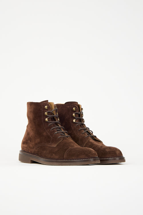 Brunello Cucinelli Suede Lace Up Boot