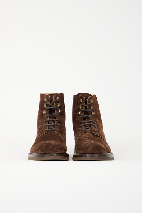 Brunello Cucinelli Suede Lace Up Boot