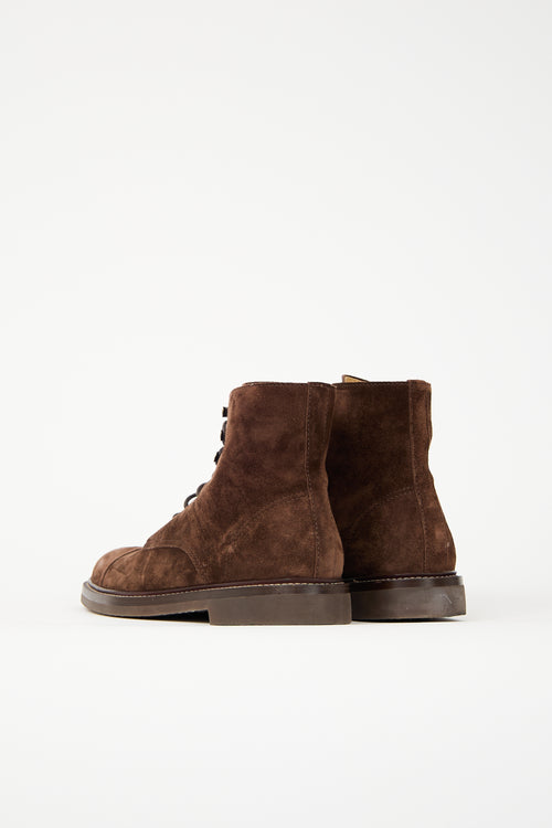 Brunello Cucinelli Suede Lace Up Boot