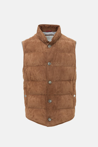 Brunello Cucinelli Suede Down Puffer Vest