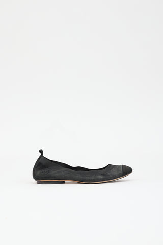 Chanel Metallic Suede CC Ballet  Flat