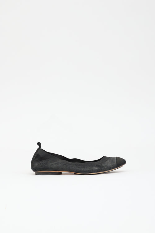 Chanel Metallic Suede CC Ballet  Flat