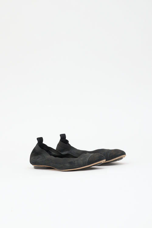Chanel Metallic Suede CC Ballet  Flat