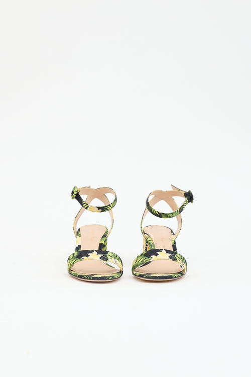 Gianvito Rossi Satin Floral Sandal
