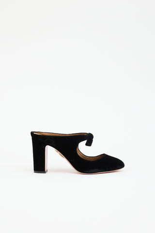 Aquazzura Velvet Knotted Bow Mule