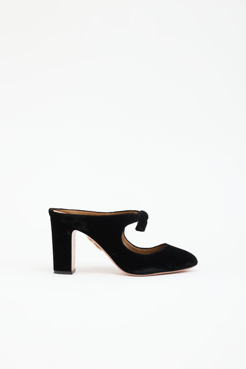 Aquazzura Velvet Knotted Bow Mule