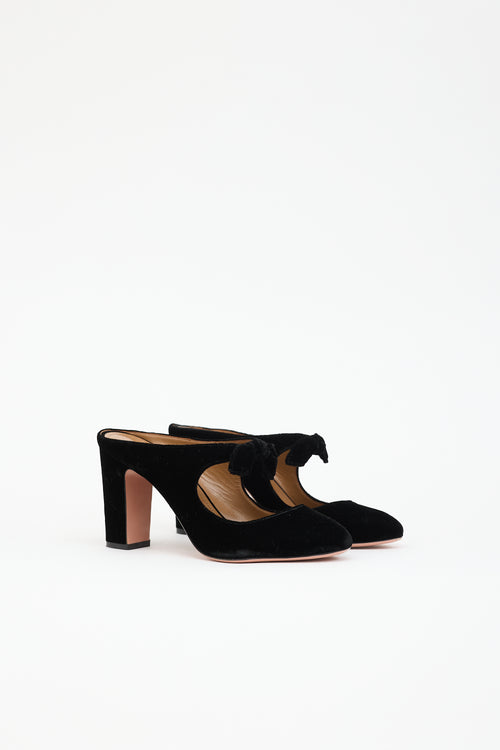 Aquazzura Velvet Knotted Bow Mule