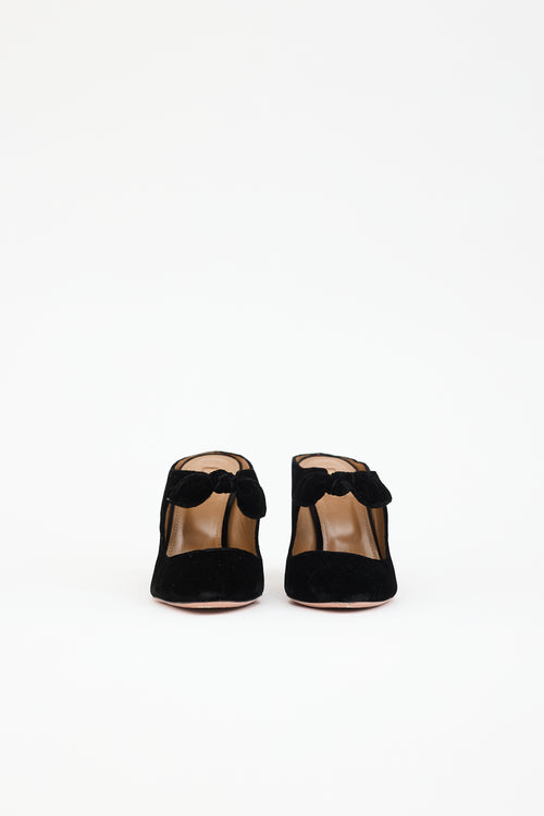 Aquazzura Velvet Knotted Bow Mule