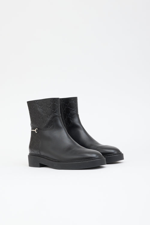 Gucci Leather Edith GG Boot
