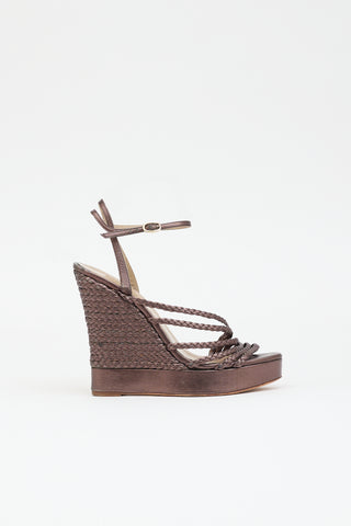 Valentino Metallic Leather Wedge Sandal