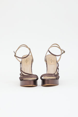 Valentino Metallic Leather Wedge Sandal