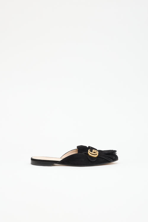 Gucci Suede Fringe GG Marmont Mule