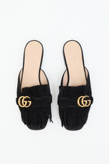 Gucci Suede Fringe GG Marmont Mule