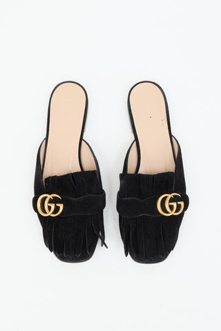 Gucci Suede Fringe GG Marmont Mule