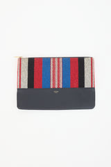 Celine 2015 Woven & Leather Zip Clutch