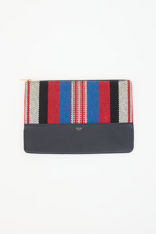 Celine 2015 Woven & Leather Zip Clutch