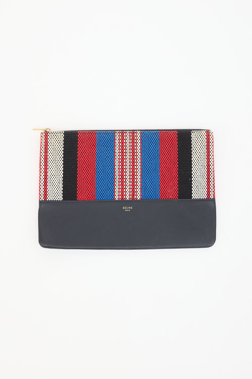Celine 2015 Woven & Leather Zip Clutch