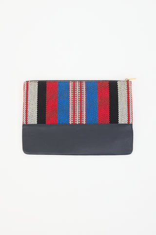 Celine 2015 Woven & Leather Zip Clutch