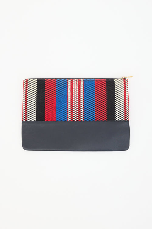 Celine 2015 Woven & Leather Zip Clutch