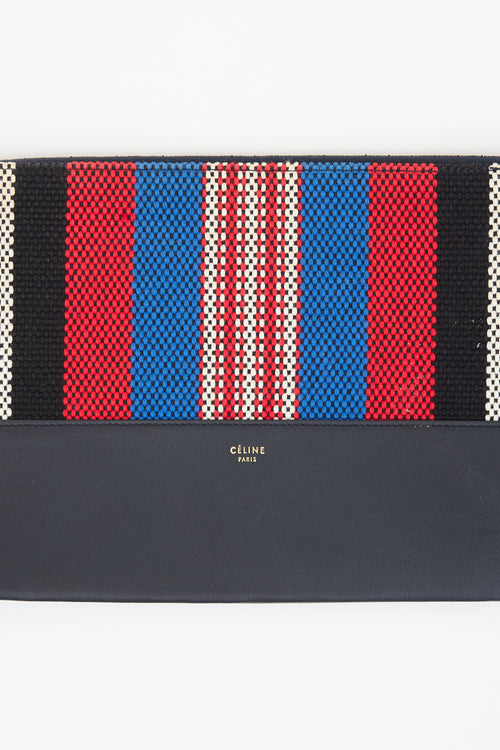 Celine 2015 Woven & Leather Zip Clutch