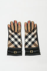 Burberry Leather & Check Gloves