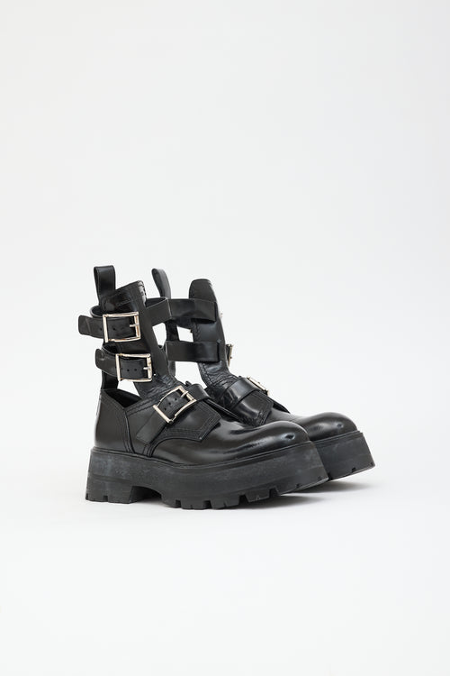 McQueen SS 2022 Leather Rave Buckle Boot