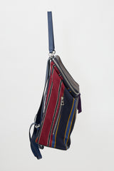 Loewe Leather & Twill Striped Logo Backpack
