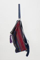 Loewe Leather & Twill Striped Logo Backpack