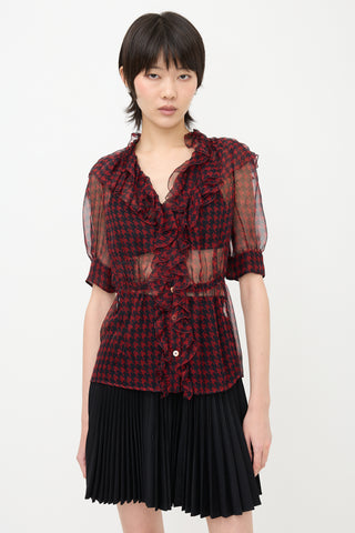 Prada 2010 Silk Sheer Printed Blouse