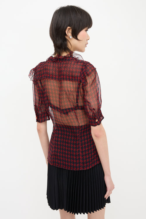 Prada 2010 Silk Sheer Printed Blouse