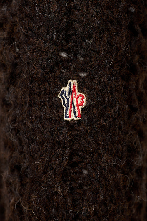 Moncler Wool Lattice Knit Hooded Cardigan