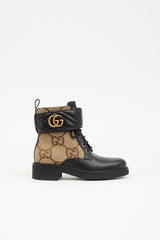 Gucci Leather GG Marmont Combat Boot