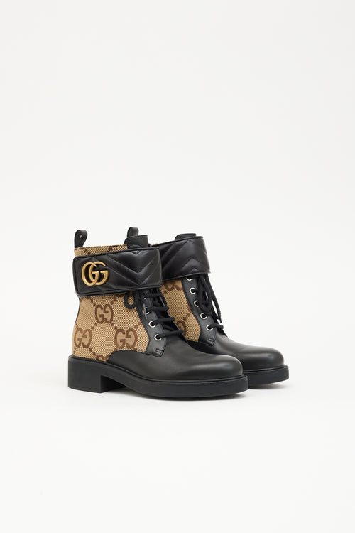 Gucci Leather GG Marmont Combat Boot