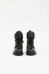 Gucci Leather GG Marmont Combat Boot