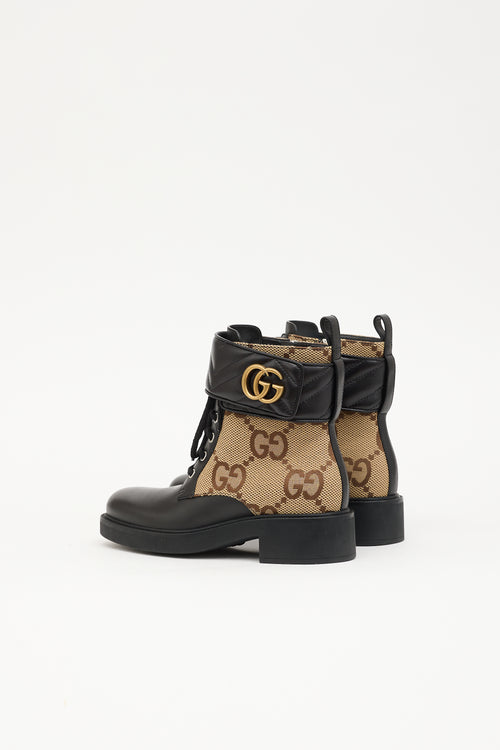 Gucci Leather GG Marmont Combat Boot