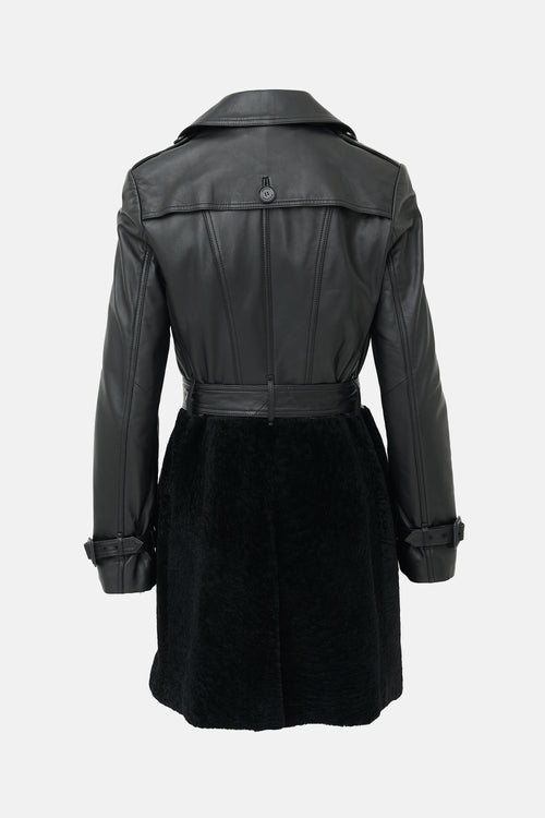 Burberry Leather & Shearling Trench Coat
