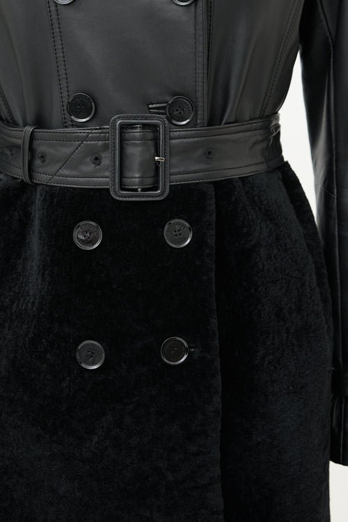 Burberry Leather & Shearling Trench Coat