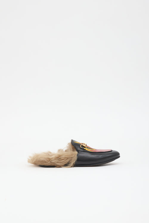 Gucci Leather & Fur Princetown Mule