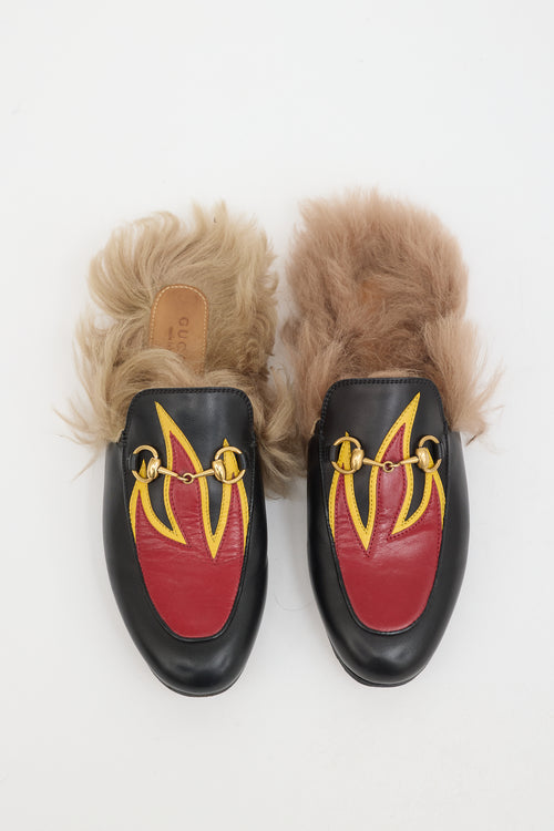 Gucci Leather & Fur Princetown Mule