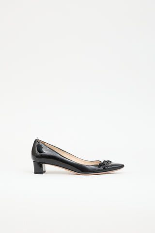 Prada Patent Cutout Bow  Pump
