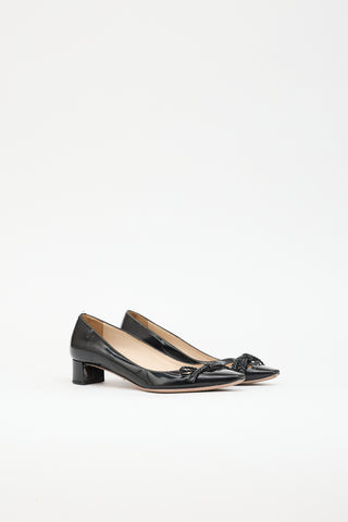 Prada Patent Cutout Bow  Pump