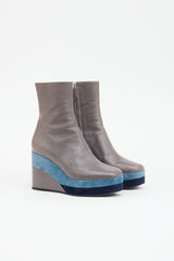 Hermès Leather & Suede Wedge Boot