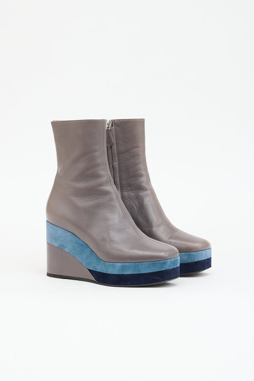 Hermès Leather & Suede Wedge Boot