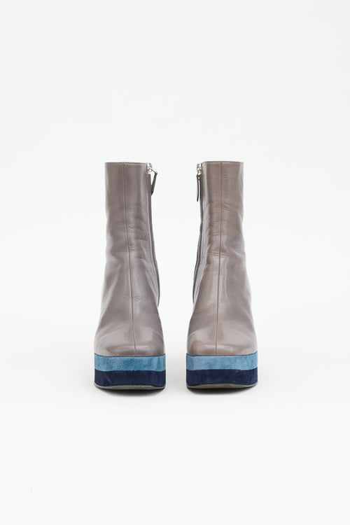 Hermès Leather & Suede Wedge Boot