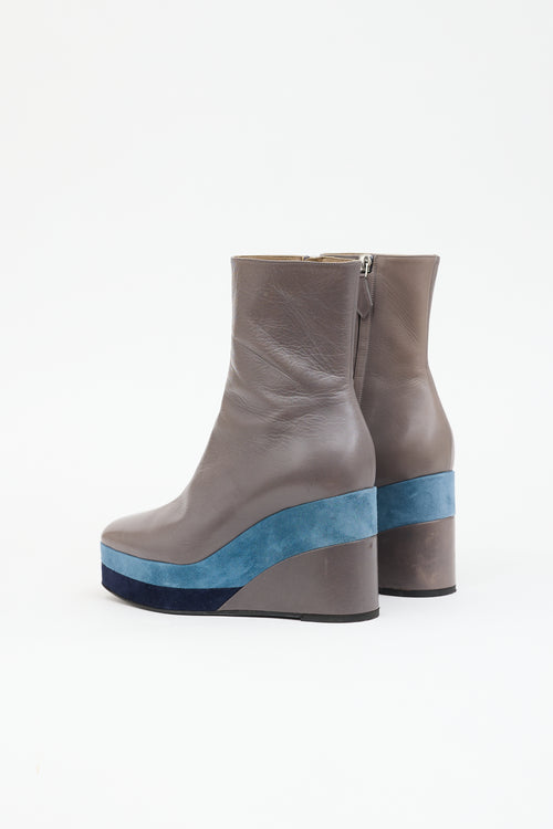 Hermès Leather & Suede Wedge Boot