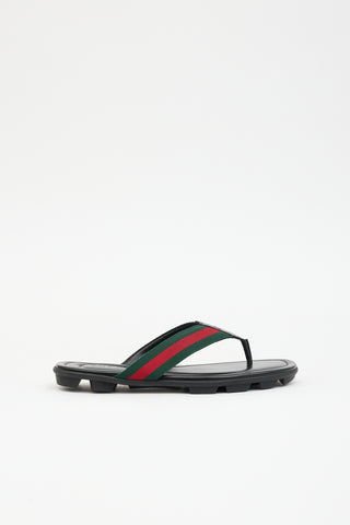 Gucci Leather GG Web Thong Sandal